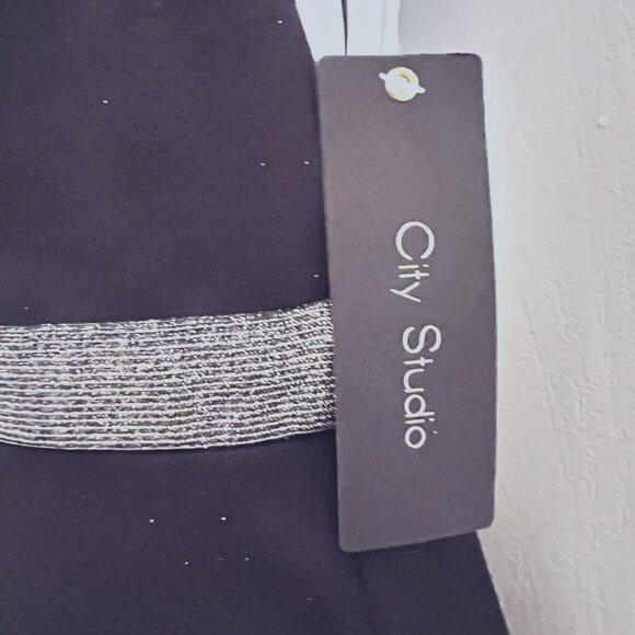 City Studio Long Maxi Black & Silver Formal Dr.-NWT-Sz 3-Shine-Prom-Dance-Cruise - Picture 10 of 16